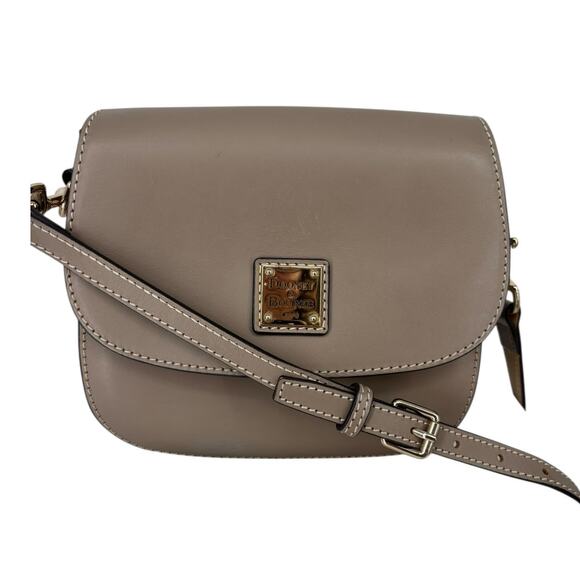 Dooney & Bourke Saddle Bag Crossbody Beige Leather Old Money Equestrian - Picture 1 of 16
